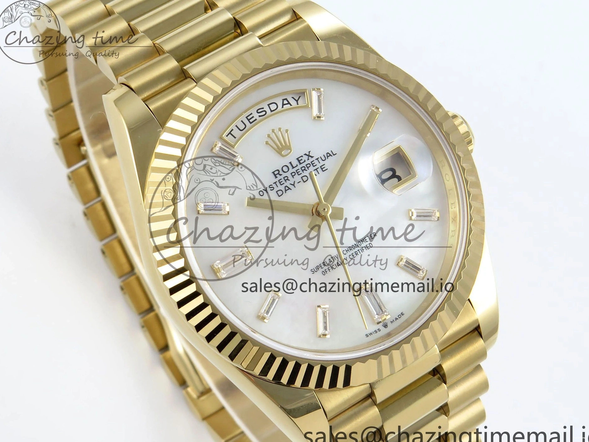 MiroTime 1219 Day Date 40 YG 228238 Noob 1:1 Best Edition White MOP Crystal Dial on President Bracelet A2836 (Gain Weight) Breathable 804